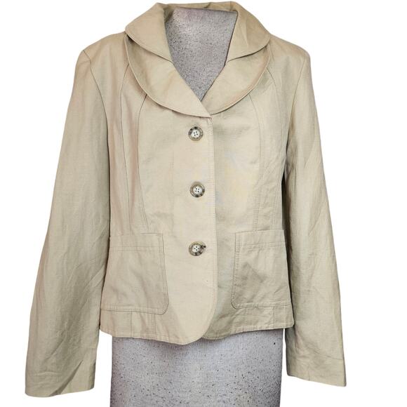 Larry Levine Linen Blazer Jacket Size 10 - Picture 1 of 4